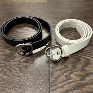 Heart Buckle Belts Black and White